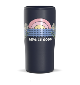 Life Is Good Sunset Daisies 4-in-1 Stainless Steal Can Cooler - Darkest Blue