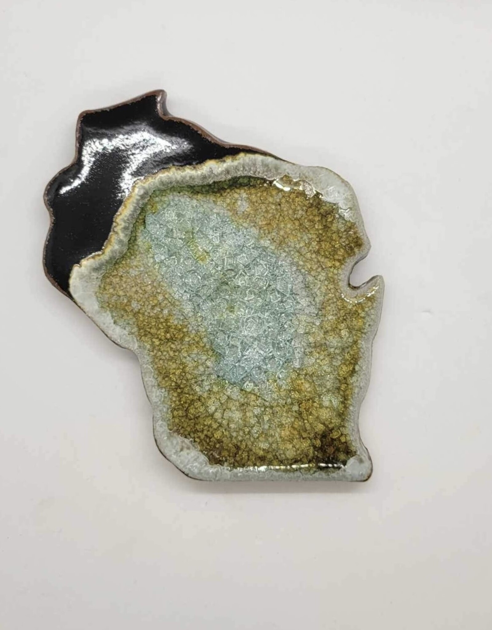 Dock 6 Pottery Wisconsin Coaster - Black & Copper