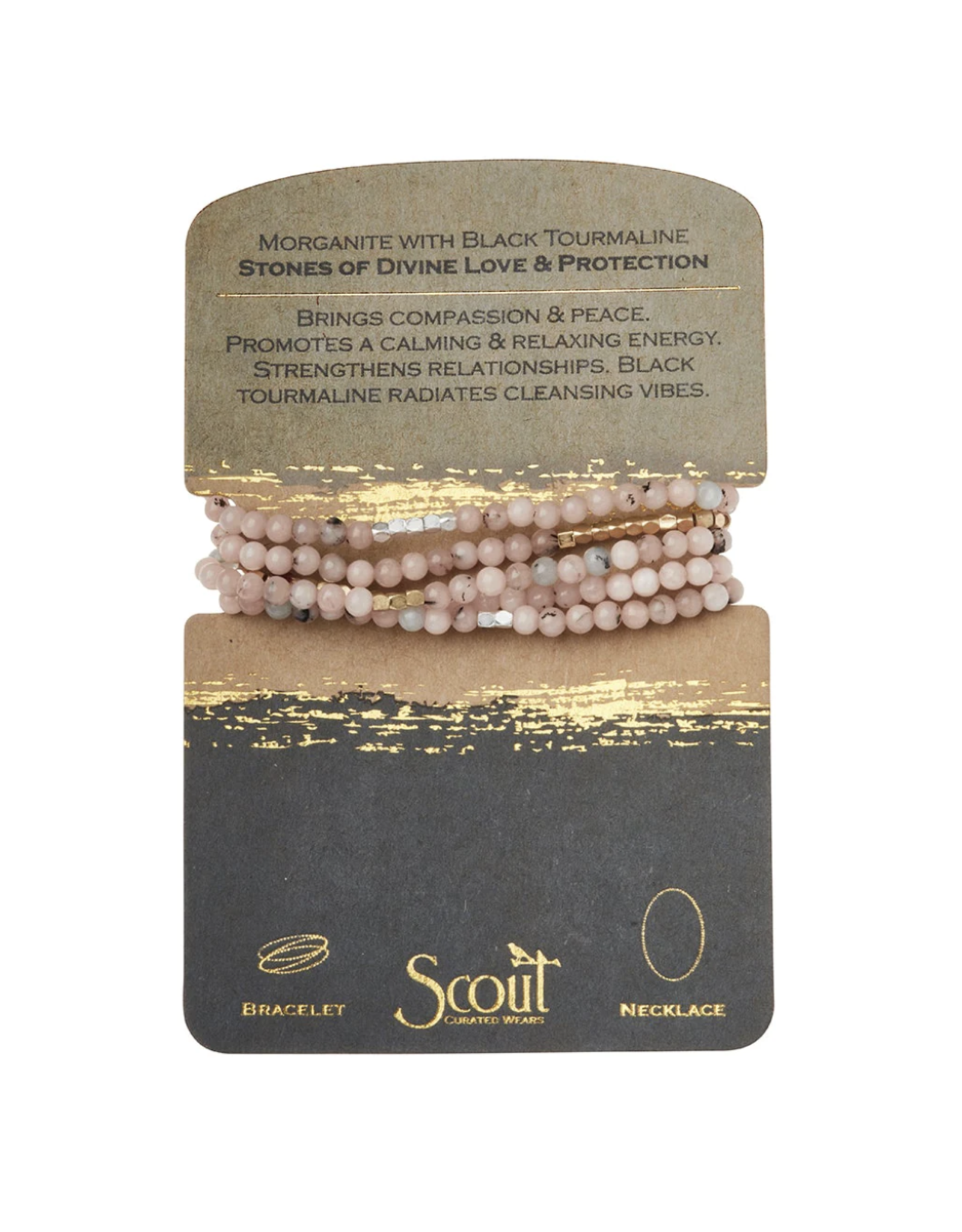 Scout Morganite with Black Tourmaline/Stones of Divine Love & Protection - Stone Wrap