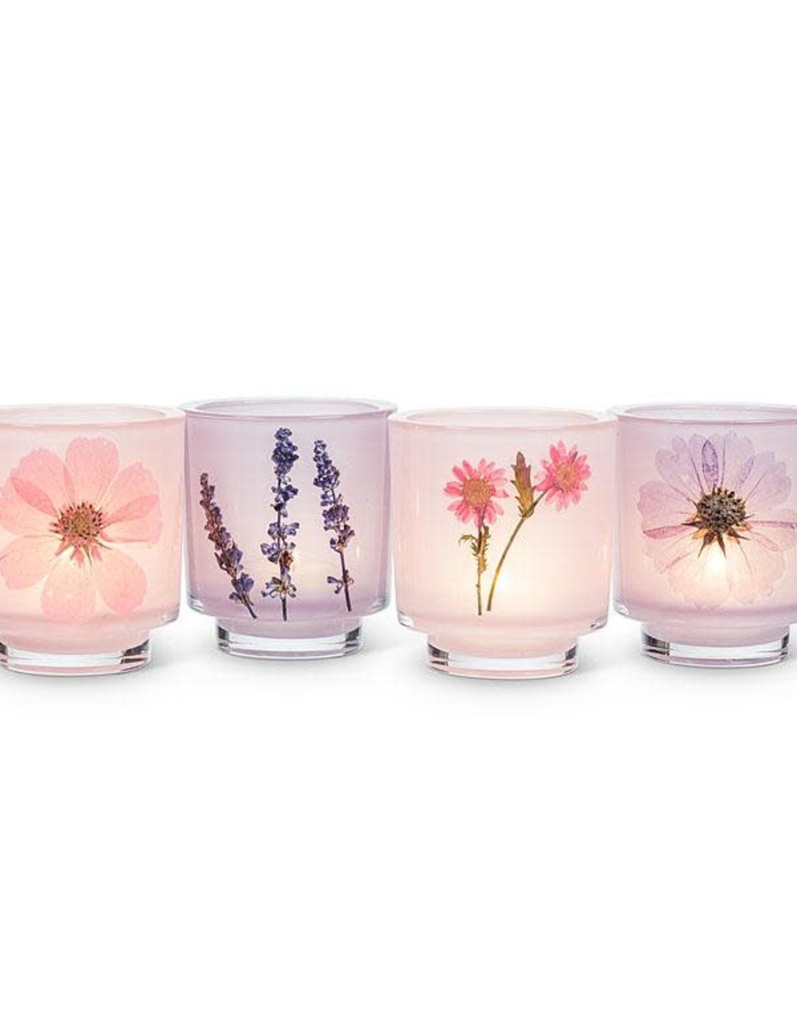 Abbott SALE Frosted Votive with Pressed Flowers