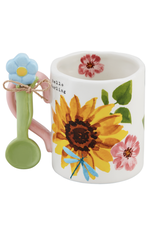 Mudpie SALE Yellow Floral Mug with Spoon