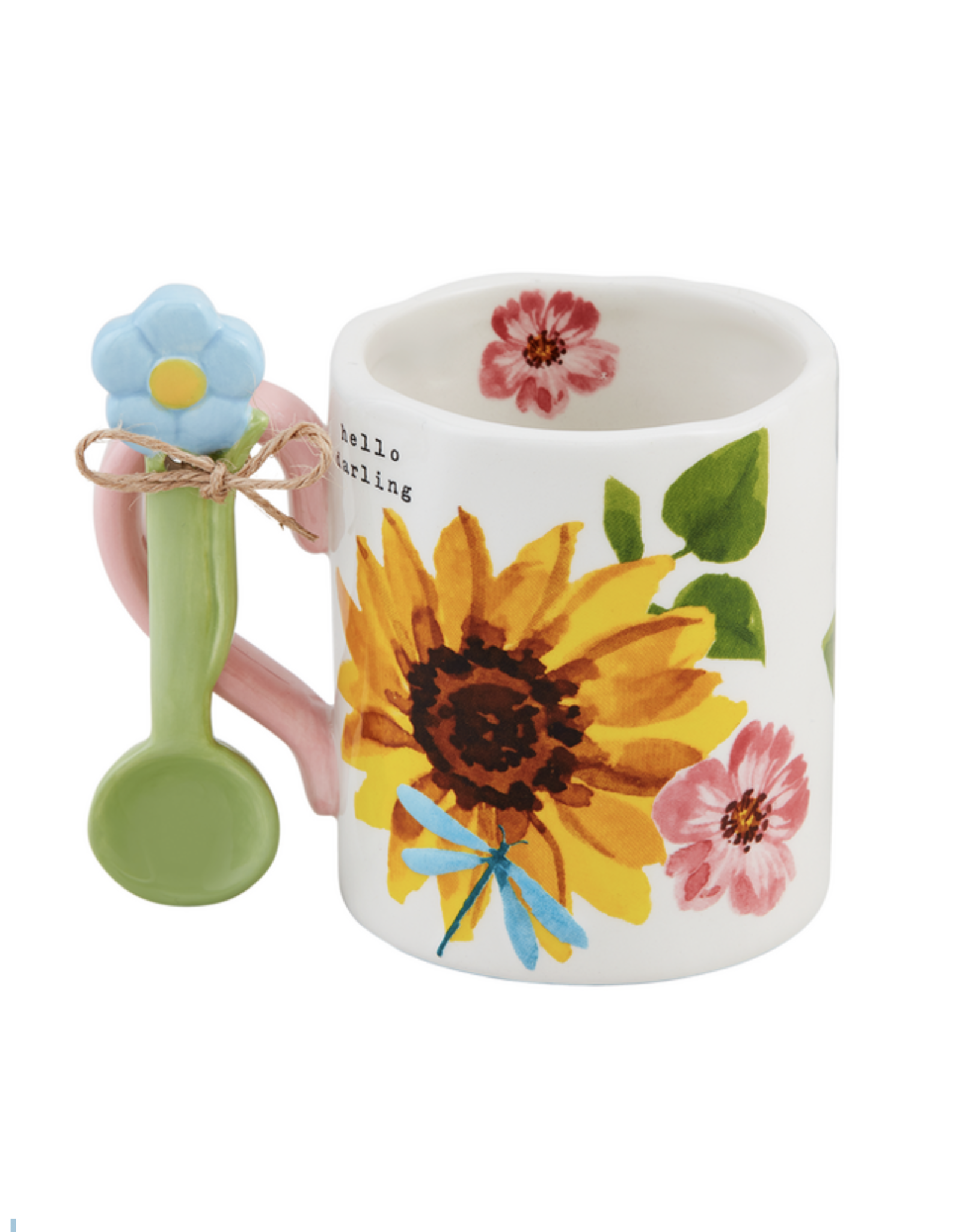 Mudpie SALE Yellow Floral Mug with Spoon