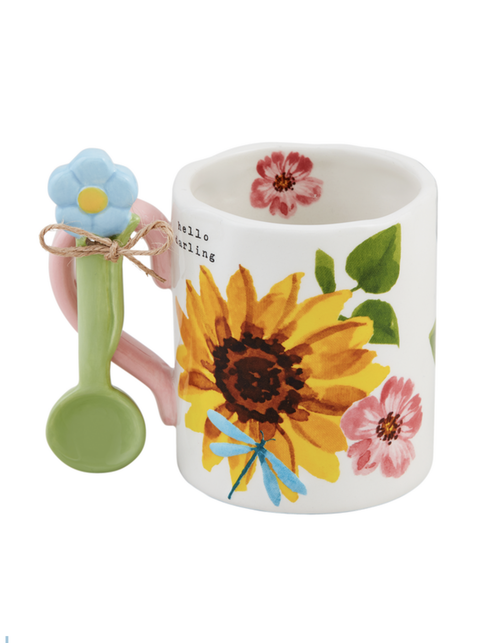 Mudpie Yellow Floral Mug with Spoon