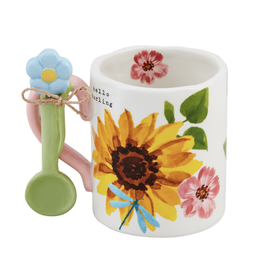 Mudpie SALE Yellow Floral Mug with Spoon