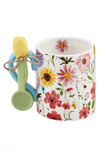 Mudpie SALE Pink Floral Mug with Spoon
