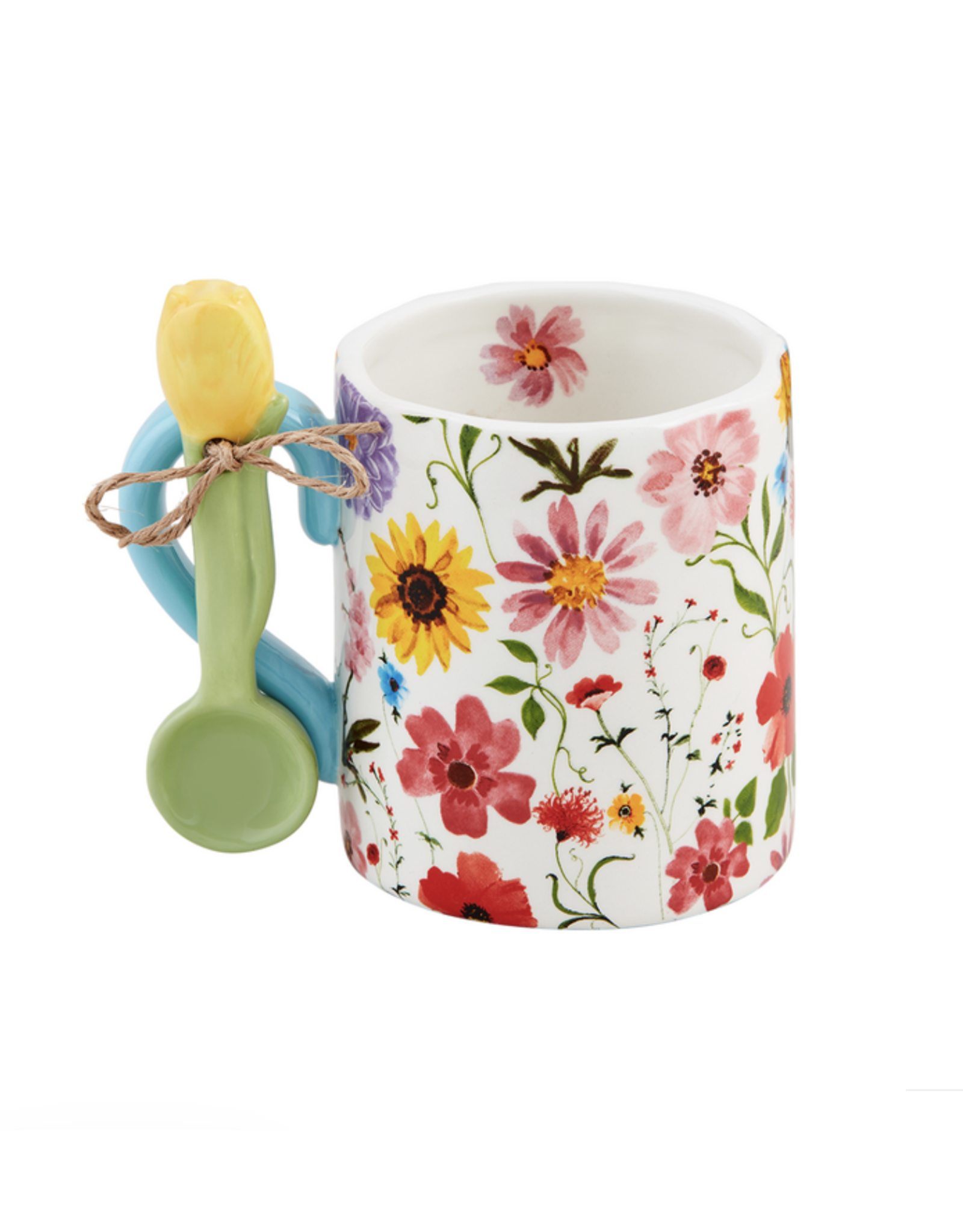 Mudpie SALE Pink Floral Mug with Spoon