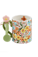Mudpie SALE Blue Floral Mug with Spoon