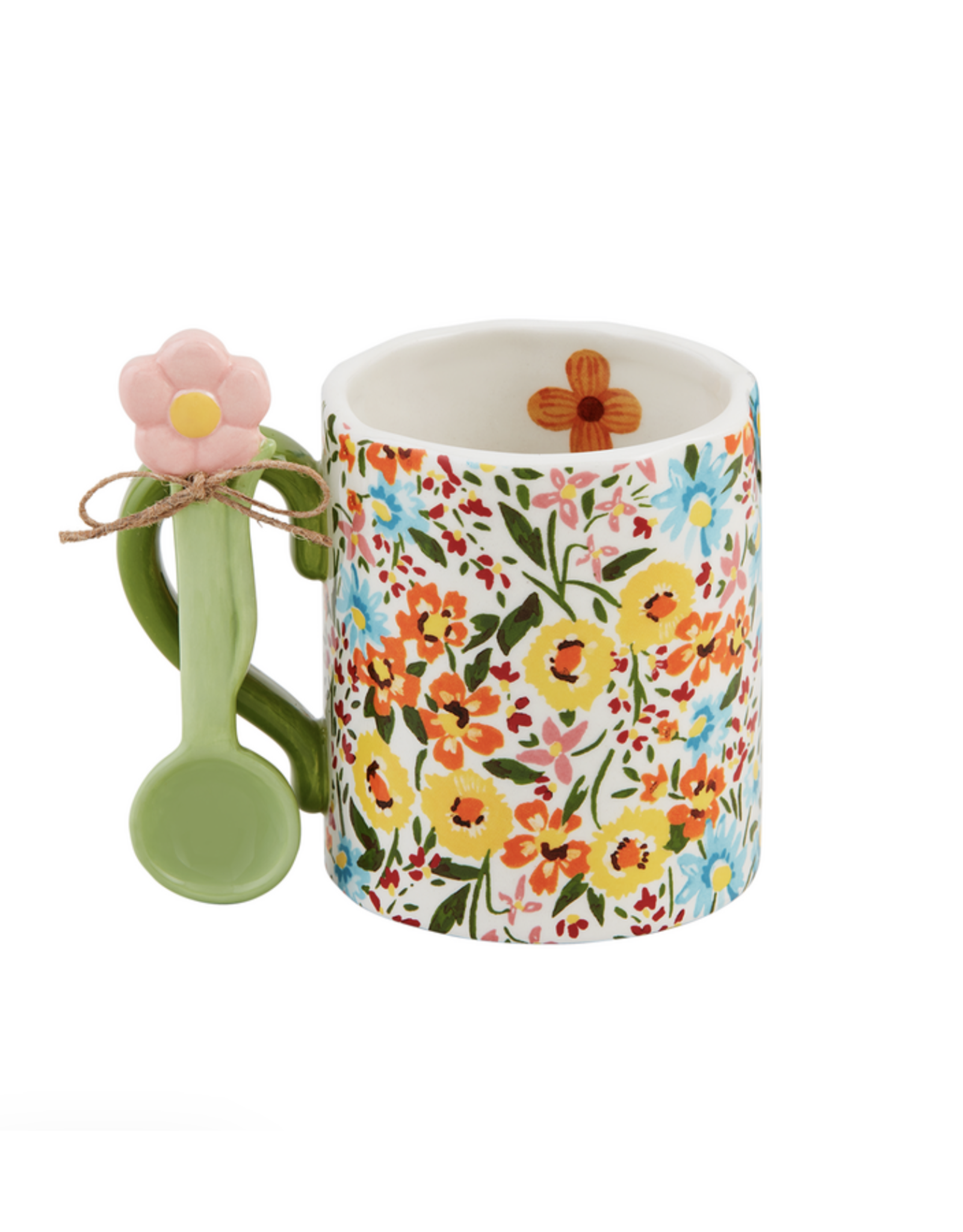Mudpie SALE Blue Floral Mug with Spoon