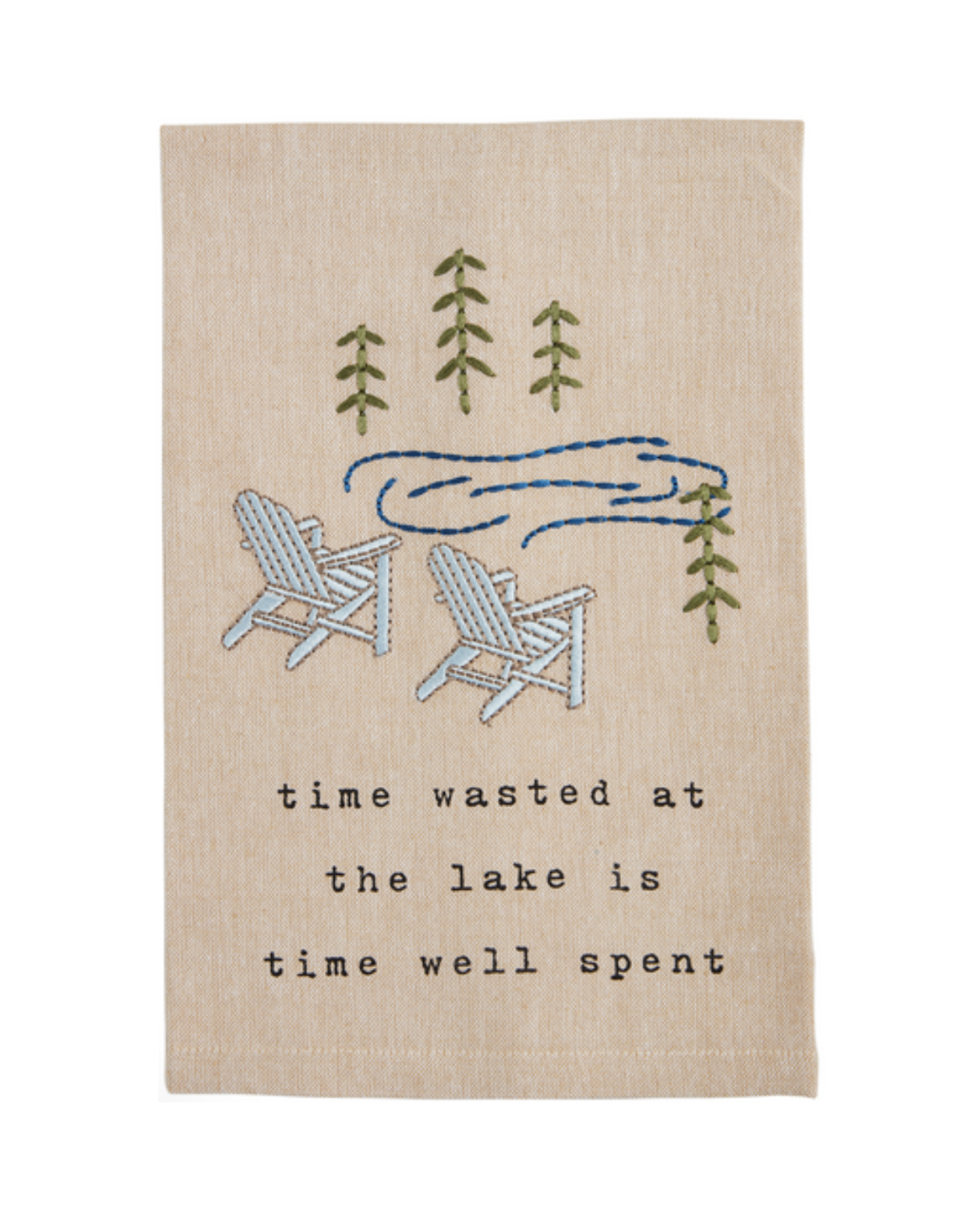 Mudpie SALE Time Embroidery Lake Towel