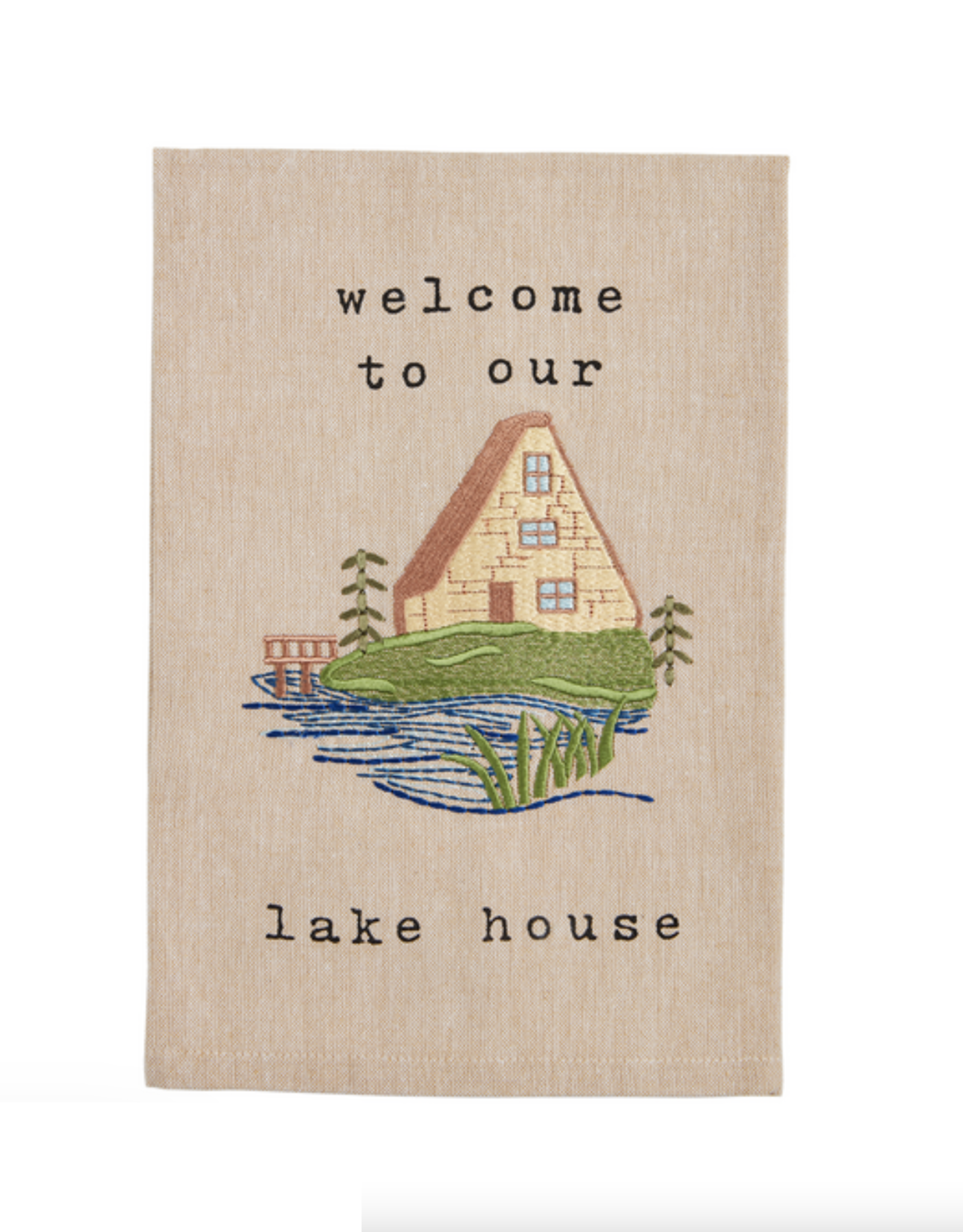 Mudpie SALE Welcome Embroidery Lake Towel