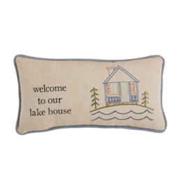 Mudpie Welcome Embroidered Pillow