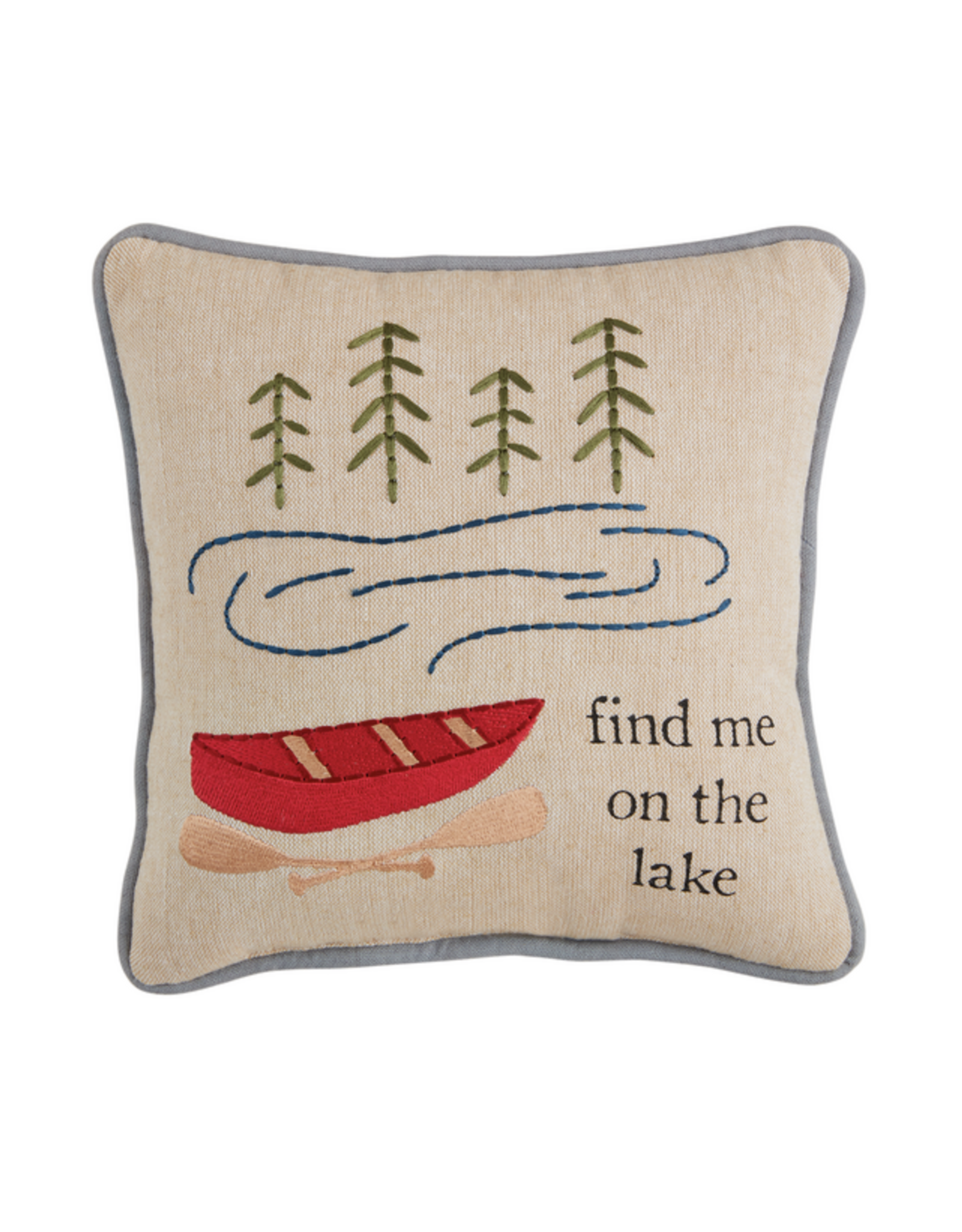 Mudpie Find Me Embroidered Pillow