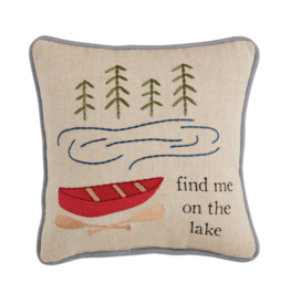 Mudpie Find Me Embroidered Pillow