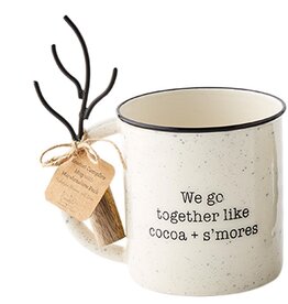 Mudpie SALE White S'mores Enamel Mug Set