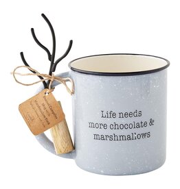 Mudpie SALE Gray S'mores Enamel Mug Set