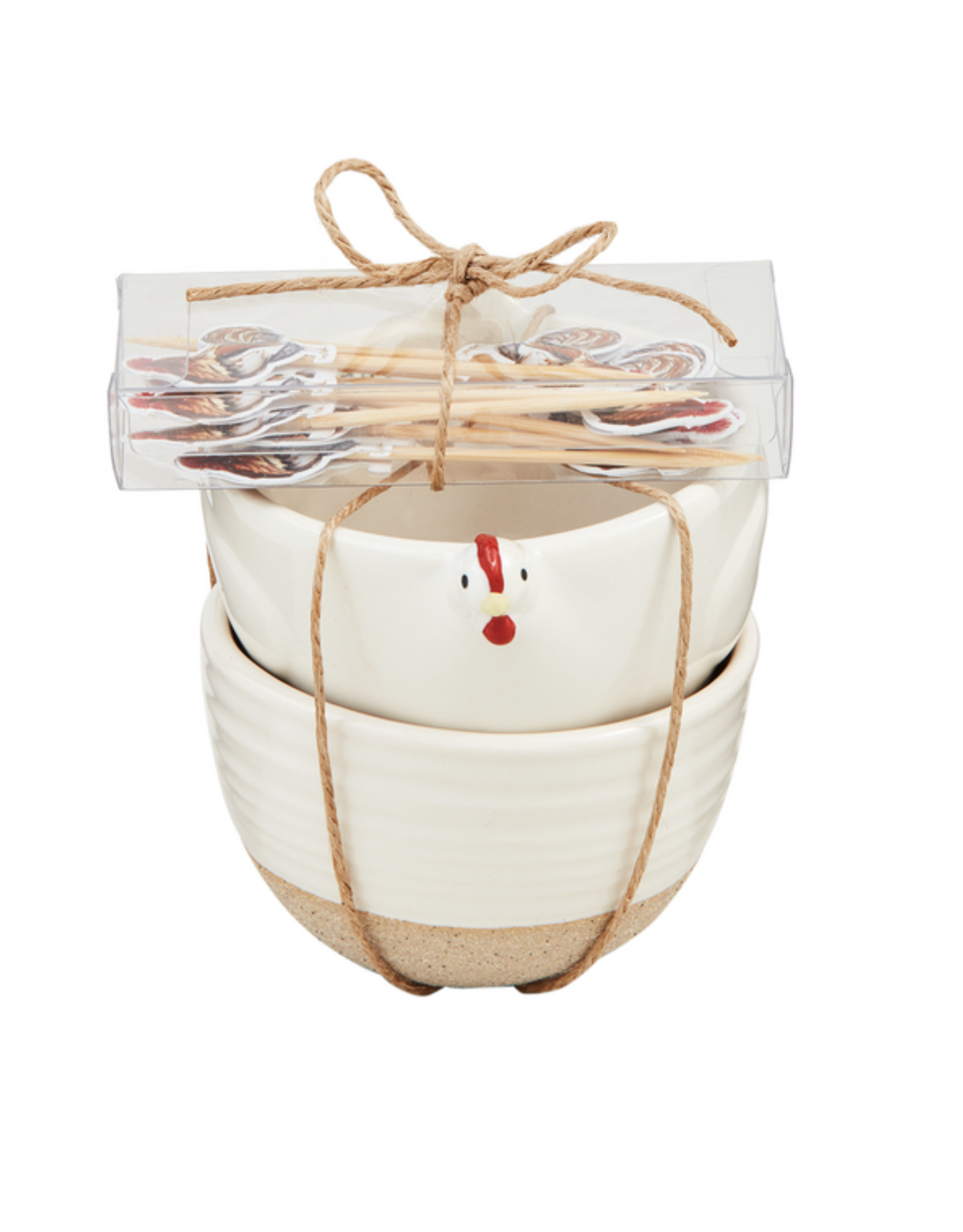 Mudpie SALE Chicken Farm Bowl & Toothpick Set