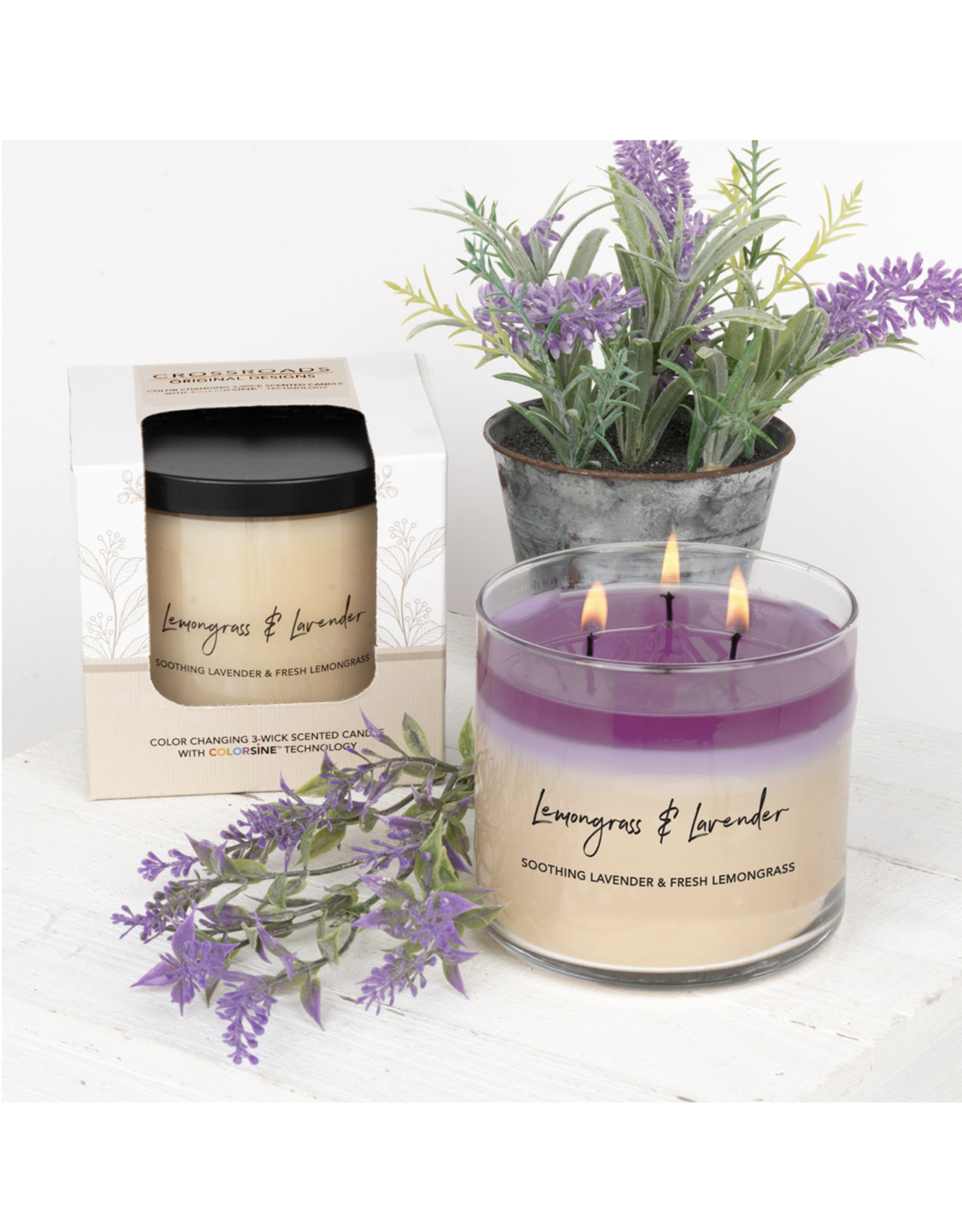 Crossroads Candles SALE Lemongrass & Lavender 15.5oz Colorsine Candle