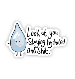 Big Moods Stickers Look At You Staying Hydrated and Shit Water Bottle Sticker