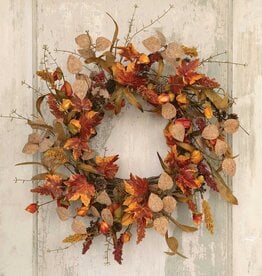 Meravic 24" Maple Leaf & Chinese Lantern Wreath