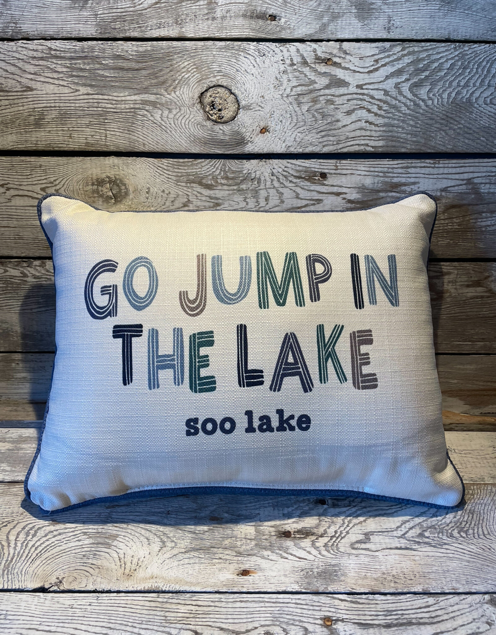 Little Birdie Striped Go Jump in the Lake Pillow - Soo Lake