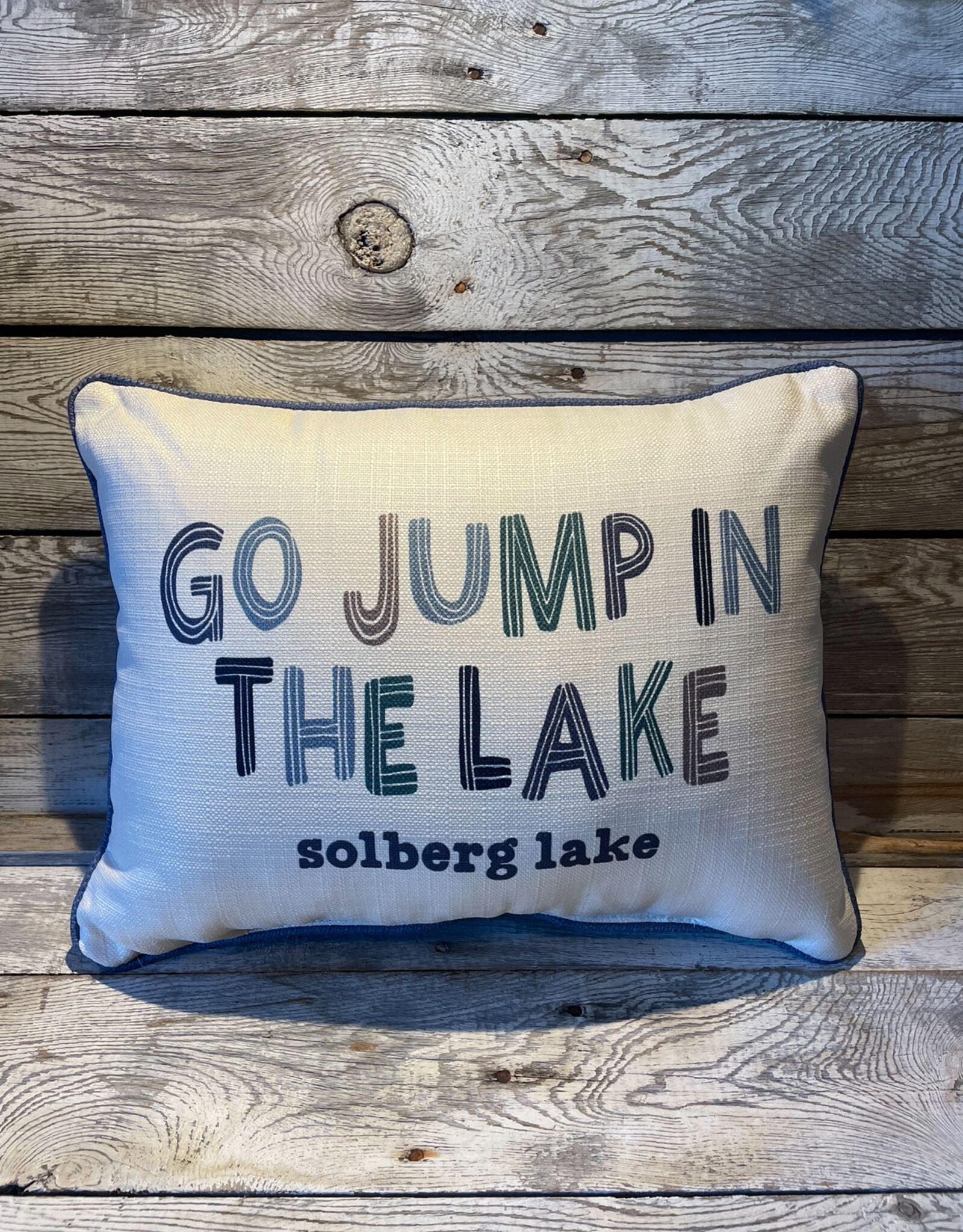 Little Birdie Striped Go Jump in the Lake Pillow - Solberg Lake