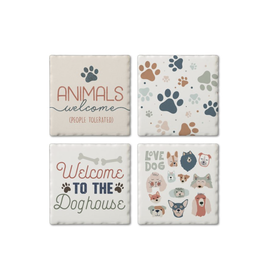 Highland Home Coaster Set 4 pk - Dogs Welcome