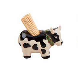 Mudpie Christmas Farm Animal Toothpick Caddy Set - Cow
