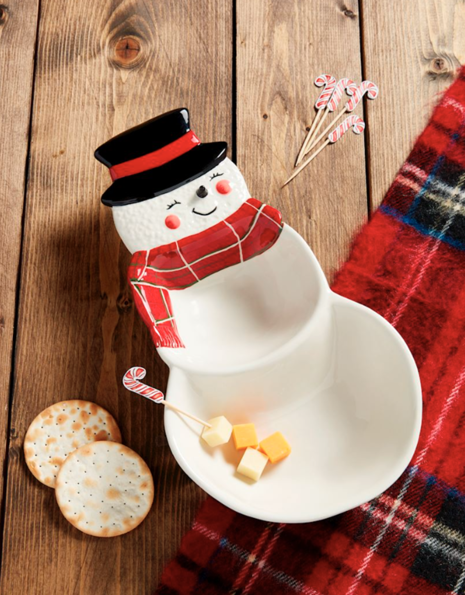 Mudpie Snowman Double Dish & Toothpick Set