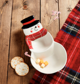 Mudpie Snowman Double Dish & Toothpick Set