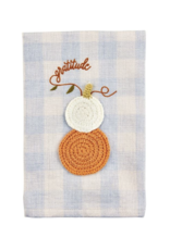 Mudpie SALE Grateful Crochet Pumpkin Towel