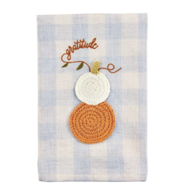 Mudpie SALE Grateful Crochet Pumpkin Towel