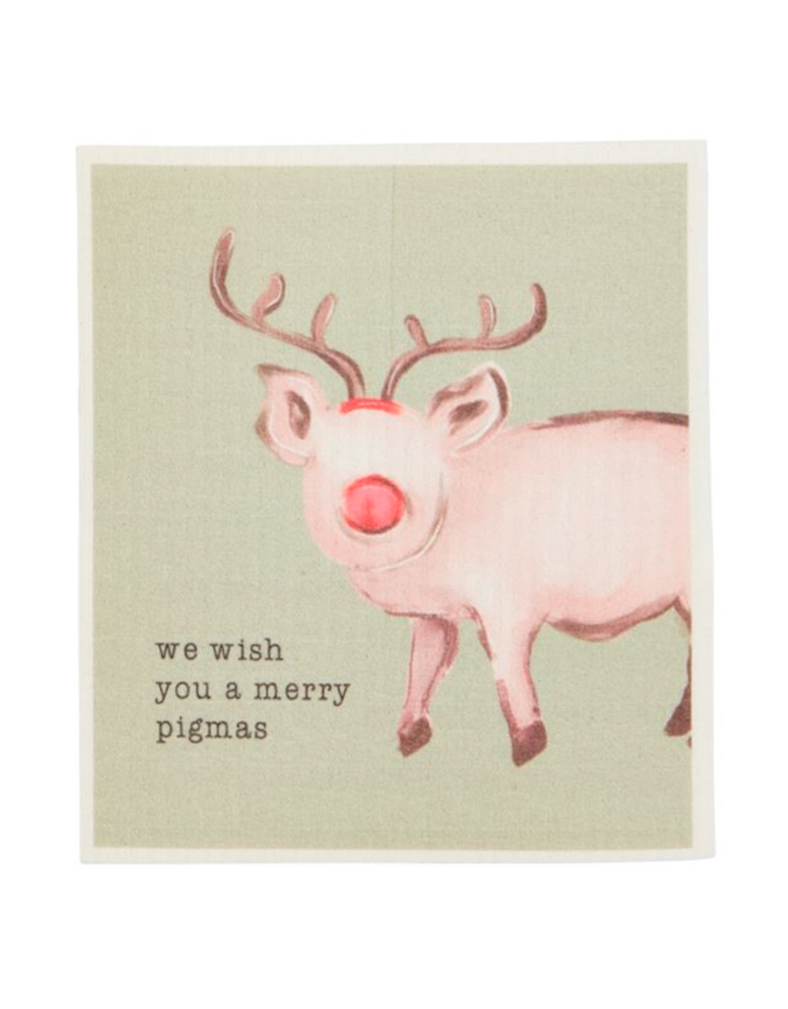 Mudpie Christmas Farm Animal Dishcloth - Pig