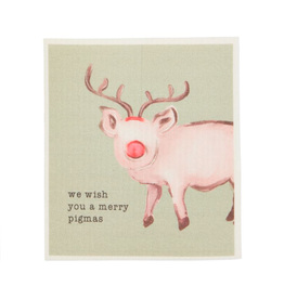 Mudpie Christmas Farm Animal Dishcloth - Pig