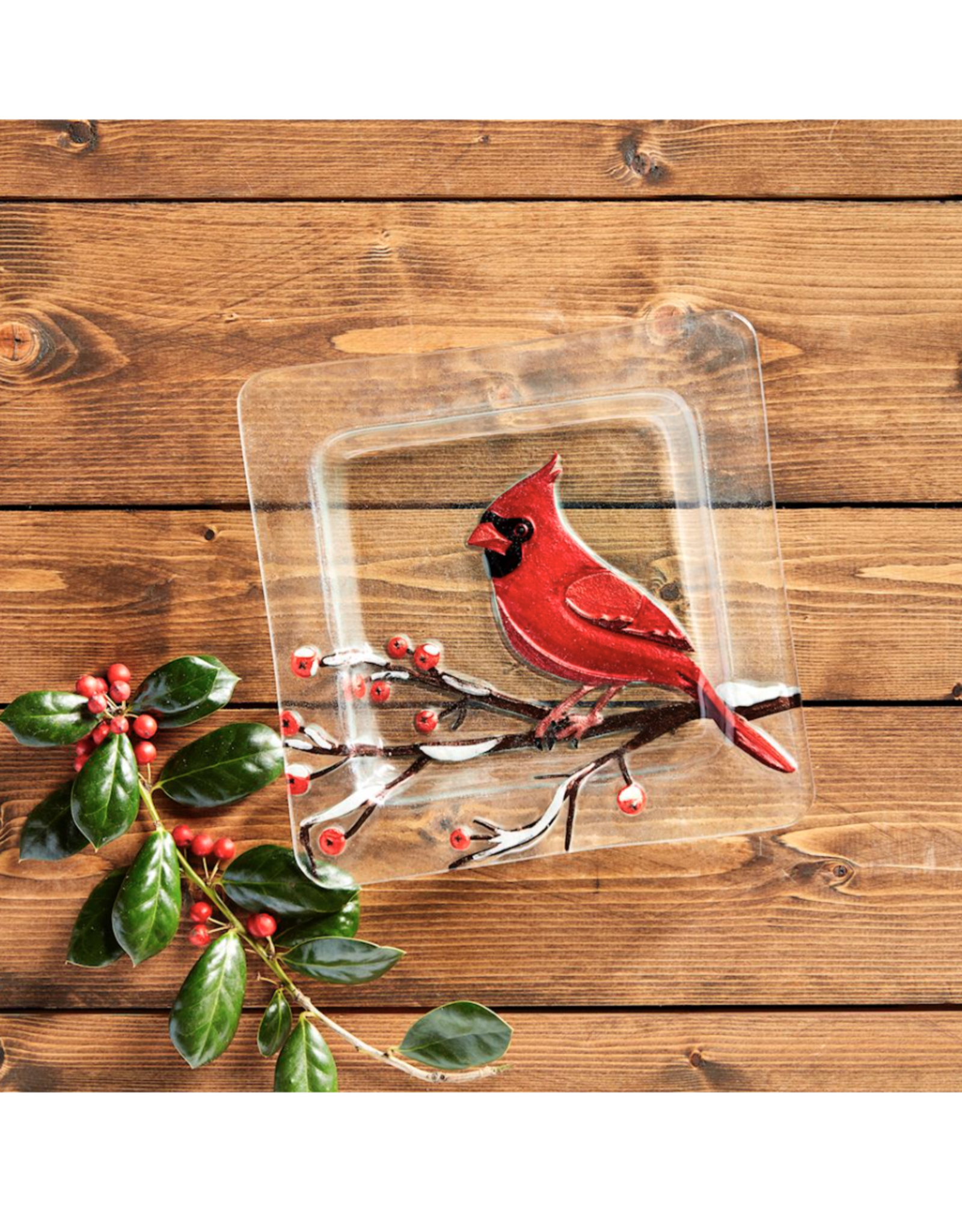 Mudpie Glass Cardinal Plate