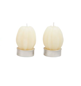 Mudpie Fall Figural Tea Light Set - White Pumpkin