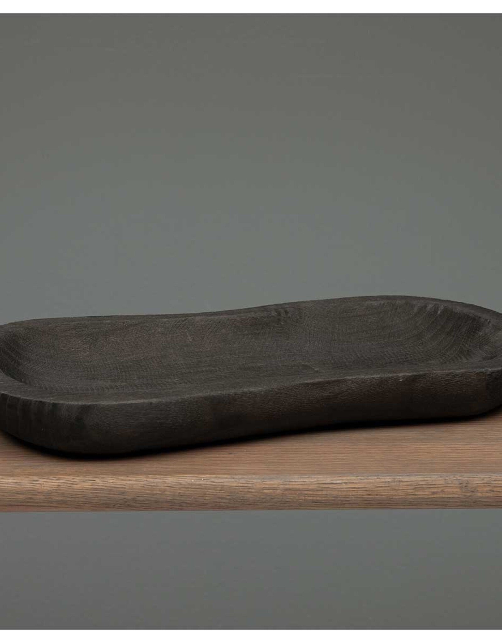 Meravic 16.75" Black Wide Oval Wood Tray