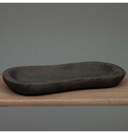 Meravic 16.75" Black Wide Oval Wood Tray