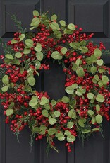Meravic 22" Frosted Red Berry & Eucalyptus Wreath