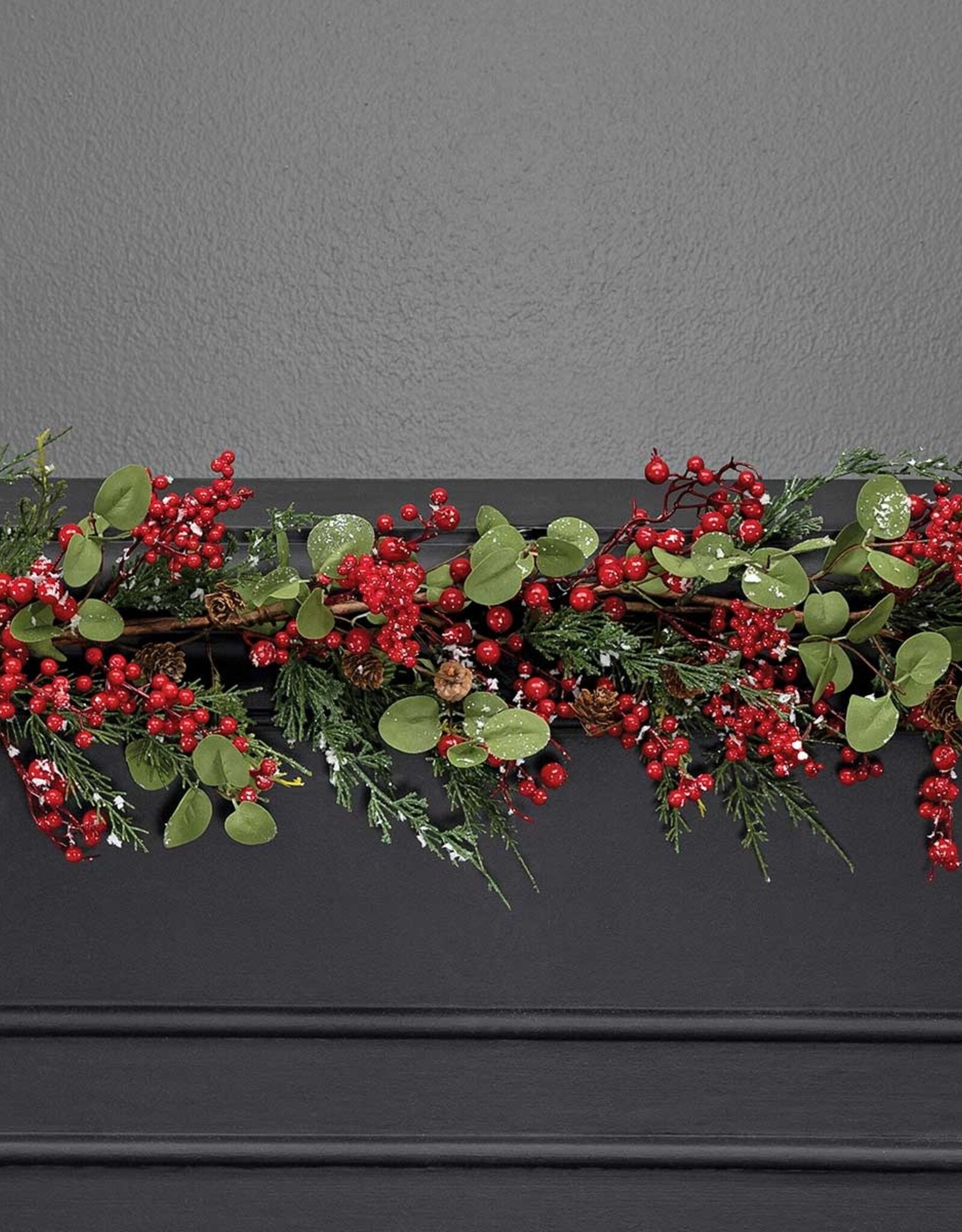Meravic 5' Frosted Red Berry & Eucalyptus Garland