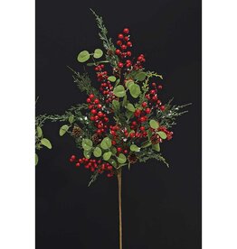 Meravic 35" Frosted Red Berry & Eucalyptus Spray