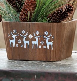 Meravic Large Square Wood Box with Deer Design
