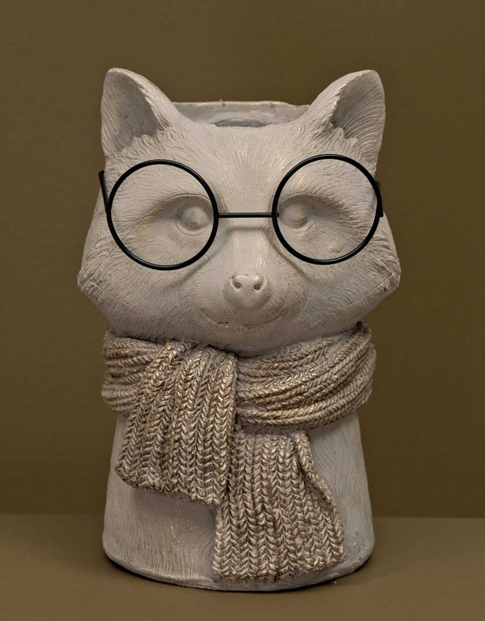 Meravic 8" Reggie Racoon Concrete Pot with Glasses