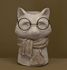 Meravic 8" Reggie Racoon Concrete Pot with Glasses