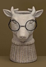 Meravic 8" Danny Deer Concrete Pot with Glasses