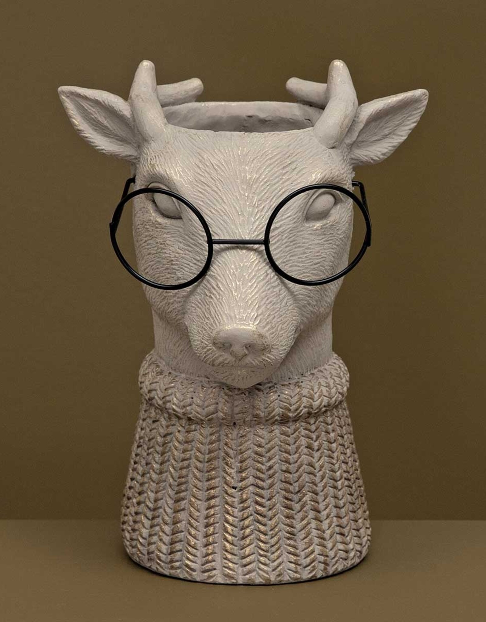 Meravic 8" Danny Deer Concrete Pot with Glasses