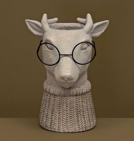 Meravic 8" Danny Deer Concrete Pot with Glasses