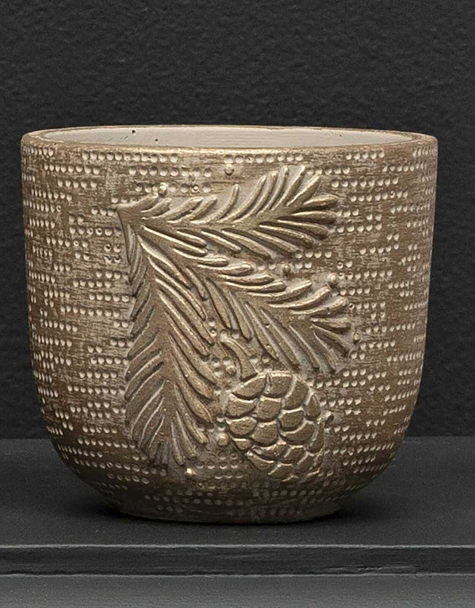 Meravic 5.5" Brushed Gold Pinecone Concrete Pot