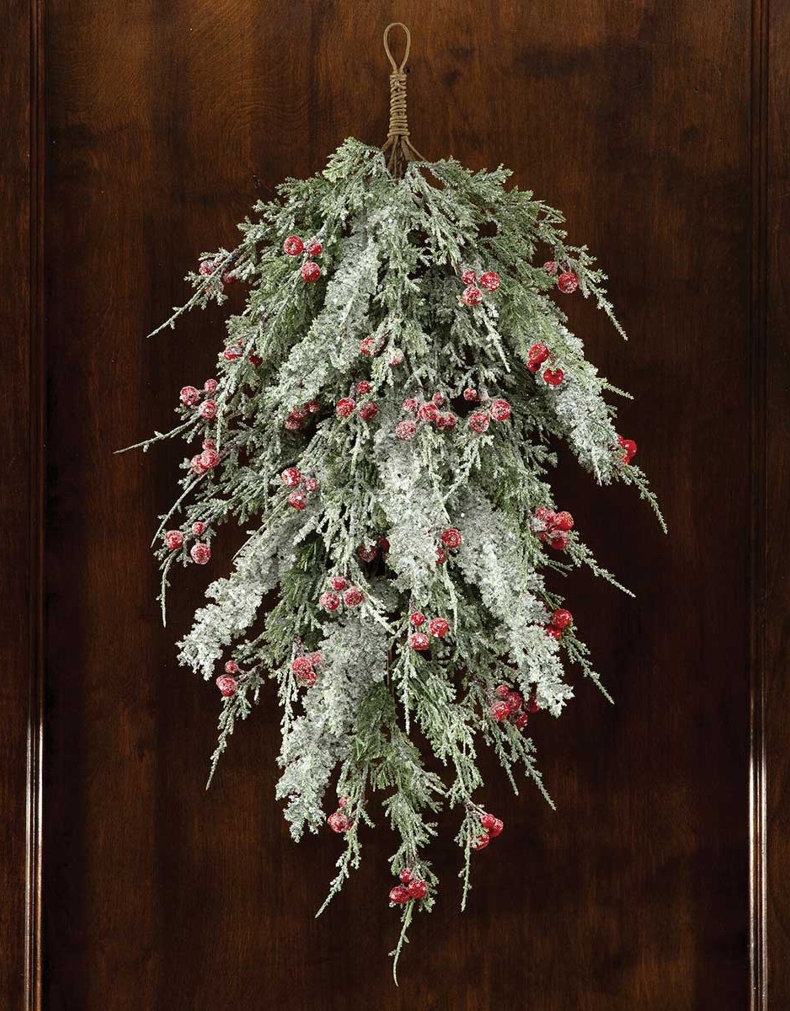 Meravic 28" Frosted Cedar Bough with Red Berries