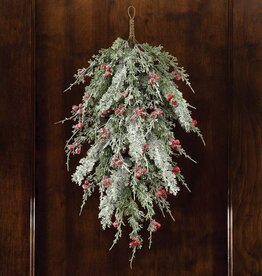 Meravic 28" Frosted Cedar Bough with Red Berries