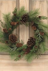 Meravic 24" Natural Pine Mix Wreath with Pinecones